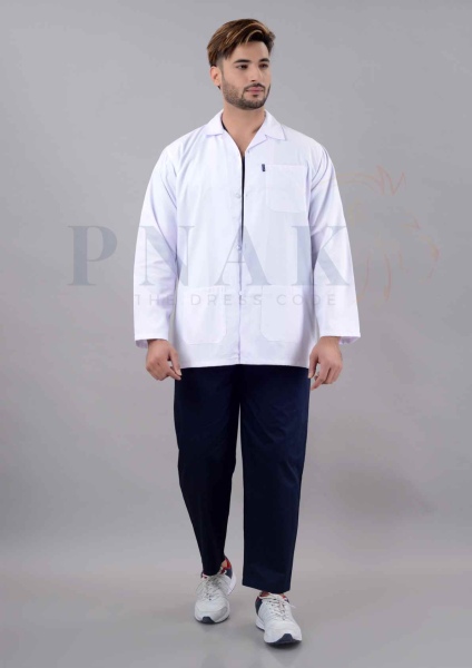 Dr Apron Full Sleeves Yogi White Dr  Aprons