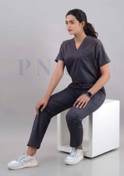 Scrub Suit Lycra Dark Grey  Scrub Suit Lycra She
