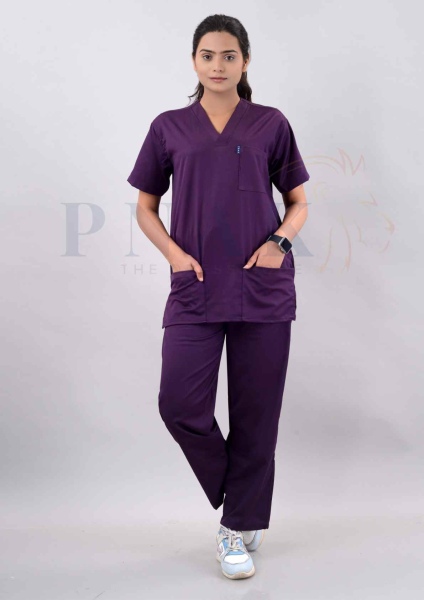 Scrub Suit Lycra Wine  Scrub Suit Lycra She