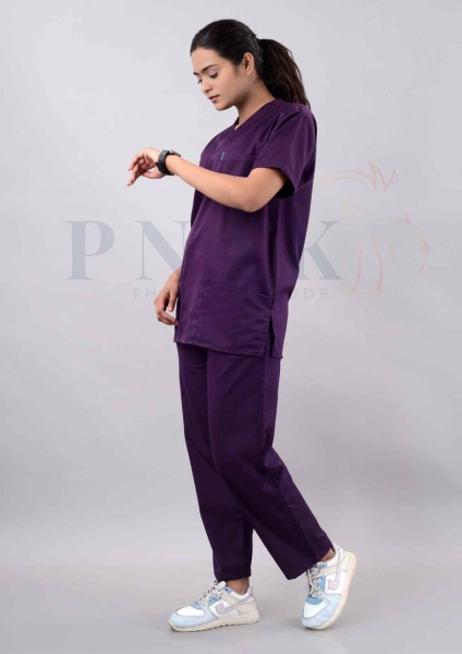 Scrub Suit Lycra Wine  Scrub Suit Lycra She