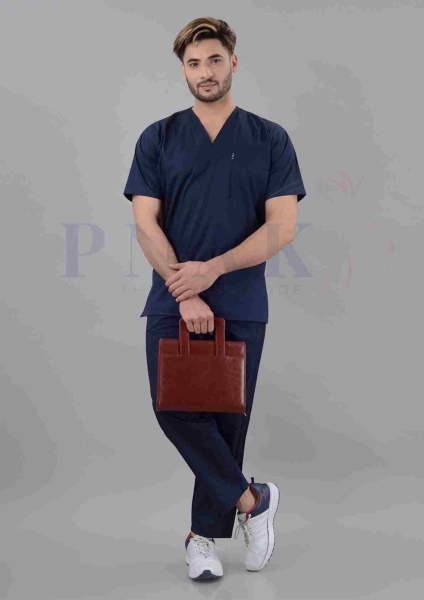 Scrub Suit Pure Cotton Deep Blue Mens Cotton Scrub Suits