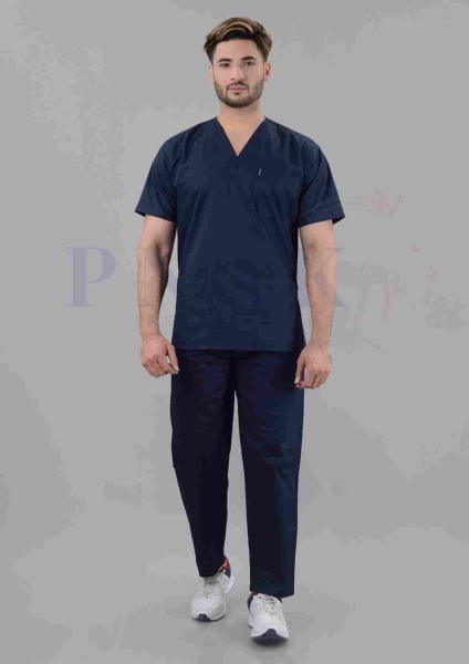 Scrub Suit Pure Cotton Deep Blue Mens Cotton Scrub Suits