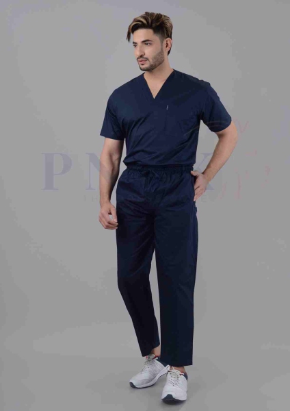 Scrub Suit Pure Cotton Deep Blue Mens Cotton Scrub Suits