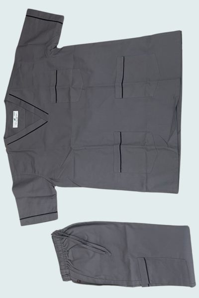Scrub Suit Steel grey with black piping Scrub Suit - Offers