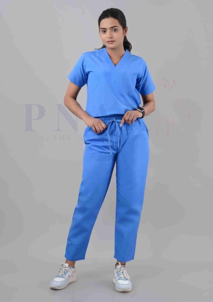 Scrub Suits Poly Cotton Economy Sky Blue Scrub Suit - WOMEN